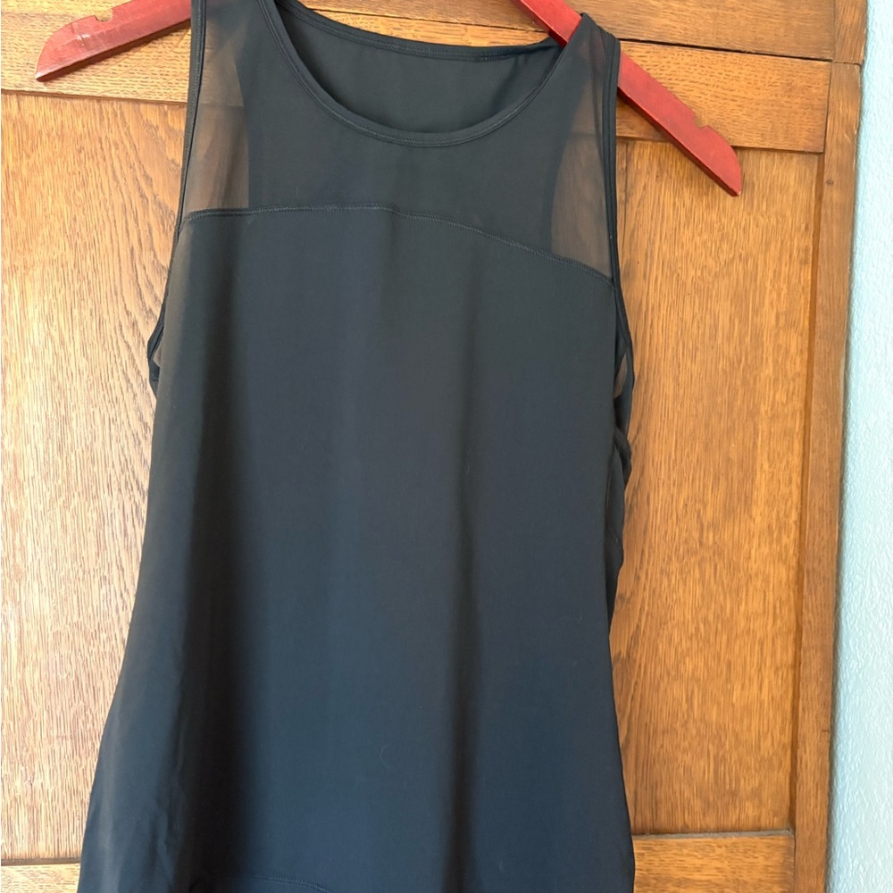 lululemon athletica Black Sleeveless Tank with Sheer Mesh Yoke